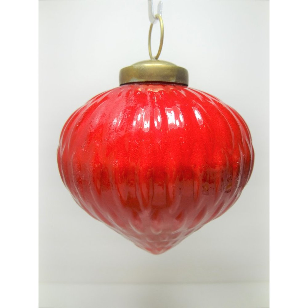 Kugel German Style Red Glass Christmas Ornament